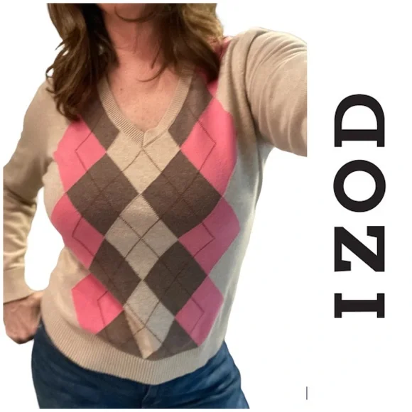 Izod Sweaters Izod Cotton Argyle Vneck Pullover Sweater Poshmark